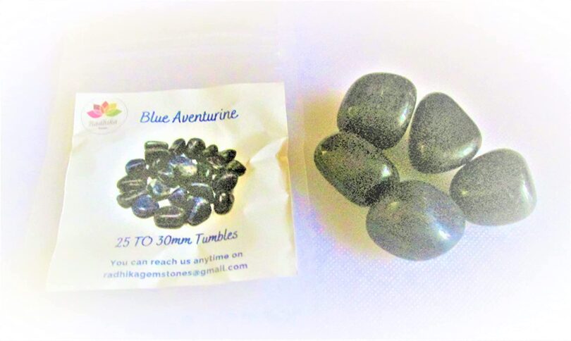 Blue Aventurine Pack of 5 AAA Quality Tumbles | 15 TO 20mm Tumbled Stones | 5 Healing Stones | 5 Tumbles in Gift Pack