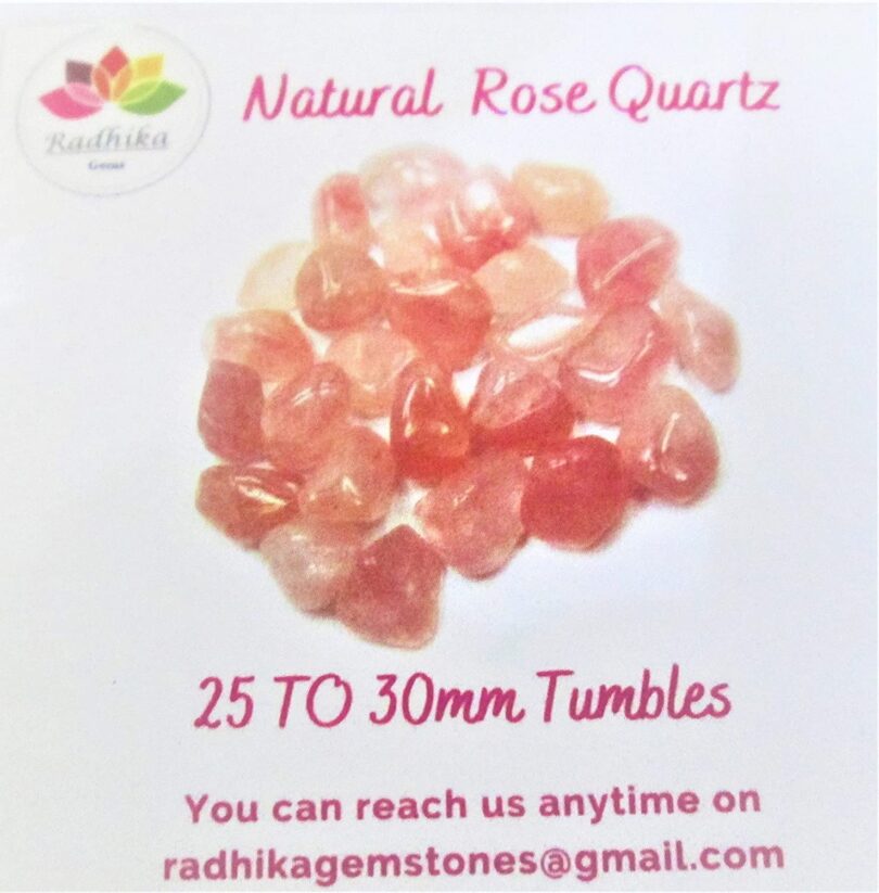 Rose Quartz Pack of 1 LB. AAA Quality Tumbled Stones | 25 TO 30mm Tumbled Stones | 30-35 Healing Stones| 460 Gms. Tumbles in Gift Pack - Image 4