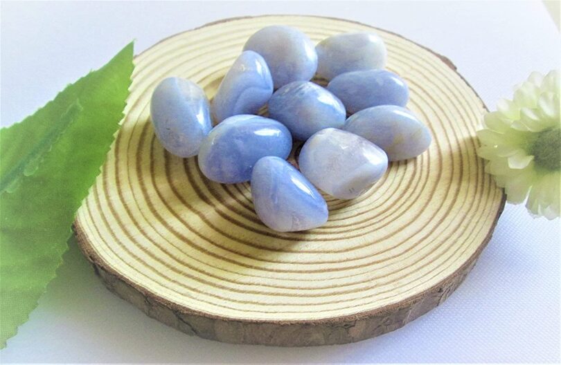 Blue Lace Agate Tumbles Pack of 10 AAA Quality | 25 TO 30mm Tumbled Stones | Healing Stones | Blue Lace Agate Tumbles & Info Card in Gift Pack - Image 5