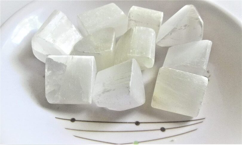 Selenite Pack of 10 AAA Quality Tumbled Stones | 25 TO 30mm Tumbled Stones| Healing Stones | Selenite Tumbles & Info Card in Gift Pack - Image 2