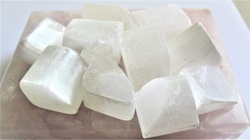 Selenite Pack of 10 AAA Quality Tumbled Stones | 25 TO 30mm Tumbled Stones| Healing Stones | Selenite Tumbles & Info Card in Gift Pack - Image 4