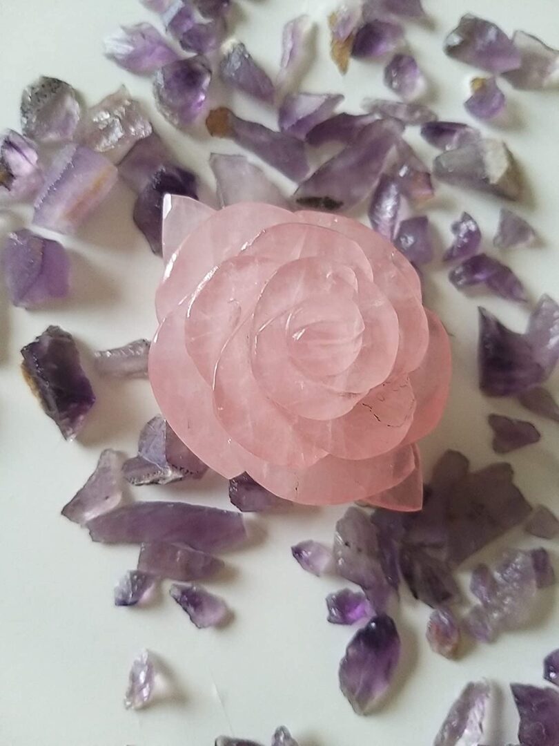 Genuine Rose Quartz Flower Carving | 50mm Rose Shaped Handmade Crystal | Decor Showpiece | Repel Negativity Crystal | Gift Crystal Carving - Image 3