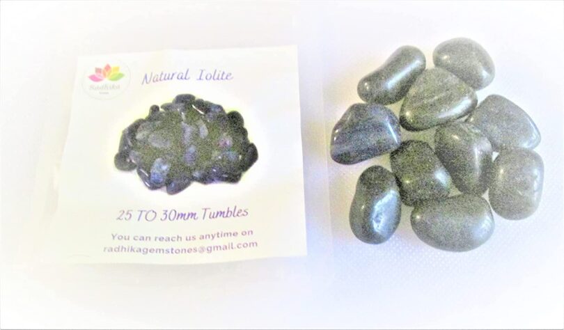 Iolite Pack of 10 AAA Quality Tumbled Stones | 15 TO 20mm Tumbled Stones | 10 Pcs. Healing Stones | 10 Tumbles in Gift Pack