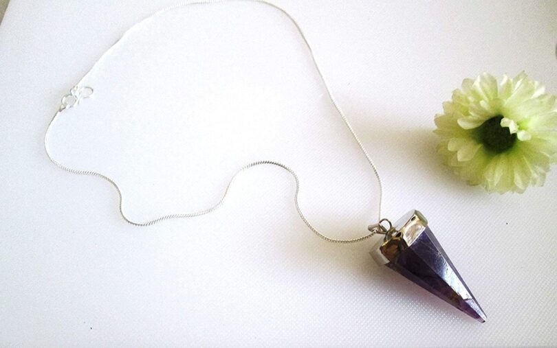 Amethyst Pendant Necklace | Stunning Amethyst Crystal Point Pendant | Silver Plated -18" Chain | Natural Healing Stone Pendant | Gift for Her - Image 4