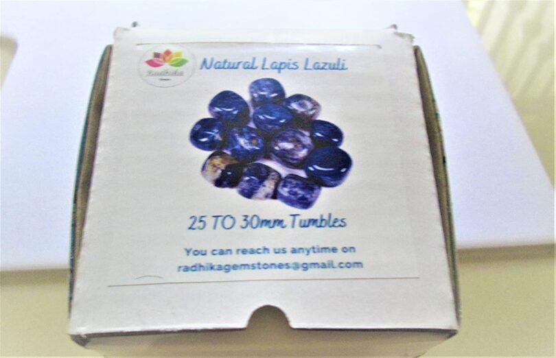 Lapis Lazuli 1 Lb. Pack of AAA Quality Tumbled Stones | 25 TO 30mm Tumbled Stones | 30-35 Pcs. Healing Stones | Tumbles 460 Gms. in Gift Pack - Image 4