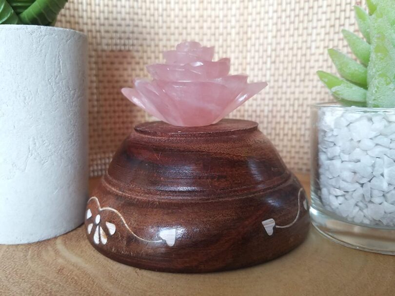 Genuine Rose Quartz Flower Carving | 50mm Rose Shaped Handmade Crystal | Decor Showpiece | Repel Negativity Crystal | Gift Crystal Carving - Image 6