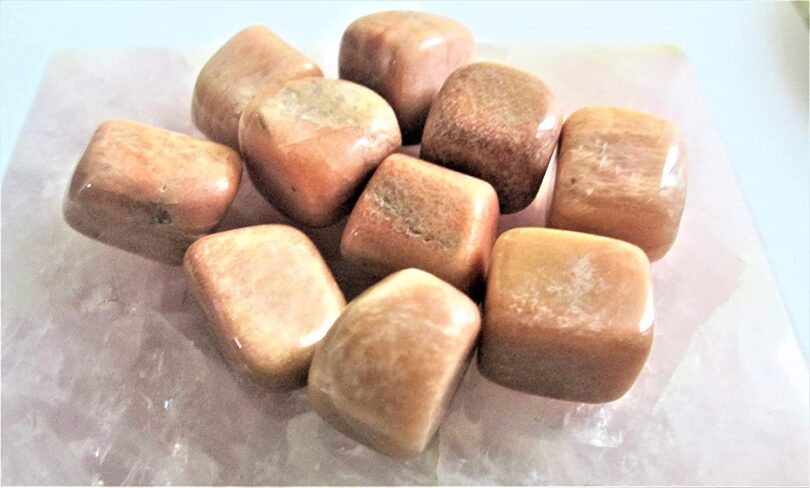 Peach Moonstone Pack of 10 AAA Quality Tumbles | 25 TO 30mm Tumbled Stones |Healing Stones |Peach Moonstone Tumbles & Info Card in Gift Pack - Image 5