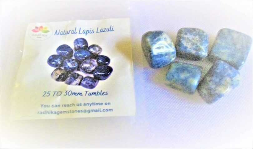 Lapis Lazuli Pack of 5 AAA Quality Tumbled Stones | 15 TO 25mm Tumbled Stones | Healing Stones |Lapis Lazuli Tumbles in Gift Pack