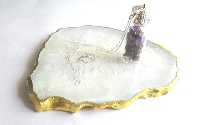 Amethyst Crystal Wish Bottle Pendant Necklace | Amethyst Chips in Glass Wish Bottle| 18"- Silver Plated Chain | Gifts for Her - Image 3