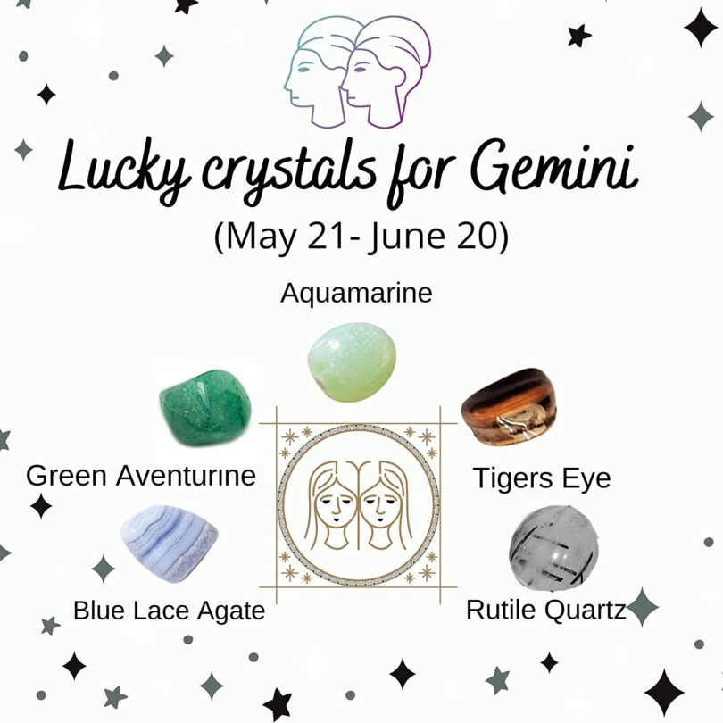 Gemini Zodiac Crystals Set | 5 Crystals for Birthdates-21st May To 20th June| Gemini Lucky Crystals | Birthday Gift For Gemini Zodiac - Image 4