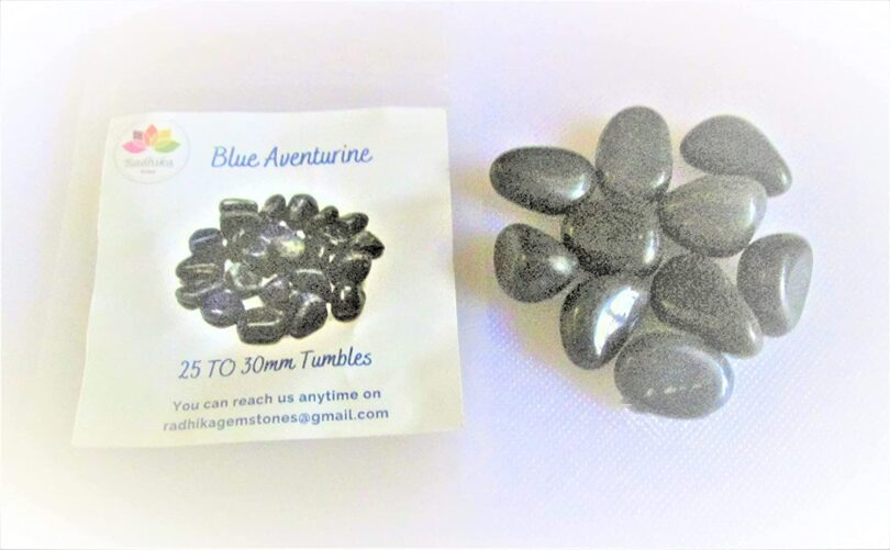 Blue Aventurine Pack of 10 AAA Quality Tumbles | 20 TO 25mm Tumbled Stones | 10 Healing Stones | 10 Tumbles in Gift Pack