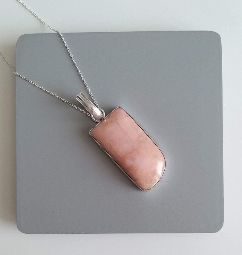 Peach aventurine Stone Pendant Necklace | Natural Gemstone Pendant -18"- Chain Necklace | Geniune Peach Aventurine Stone GS Pendant | Gift Packing - Image 5