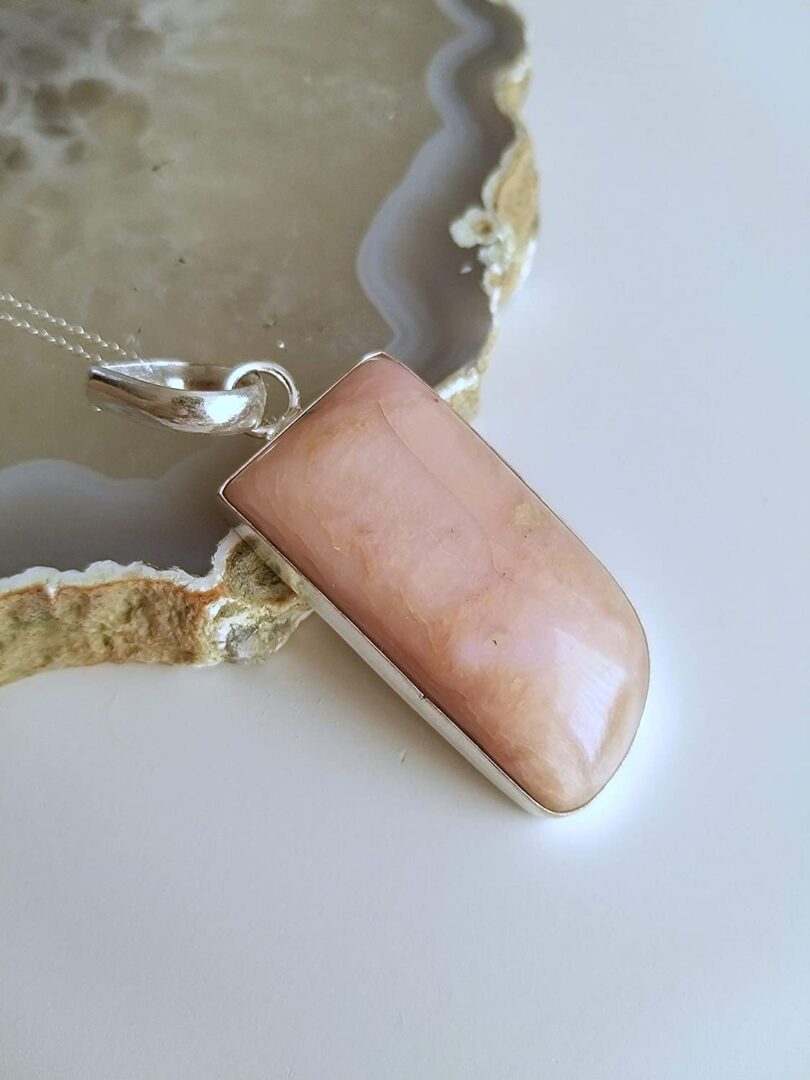 Peach aventurine Stone Pendant Necklace | Natural Gemstone Pendant -18"- Chain Necklace | Geniune Peach Aventurine Stone GS Pendant | Gift Packing - Image 3