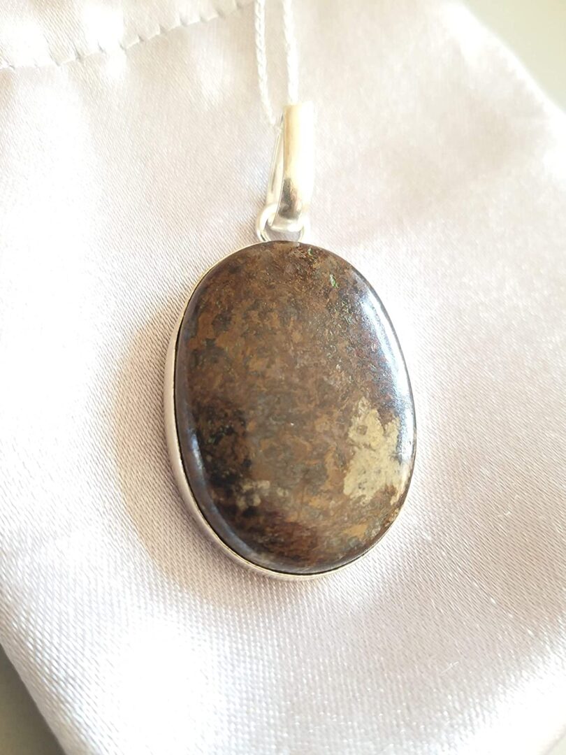 Bronzite Stone Pendant Necklace | Natural Gemstone Pendant -18"- Chain Necklace | Geniune Bronzite Crystal GS Pendant | Gift Packing - Image 5