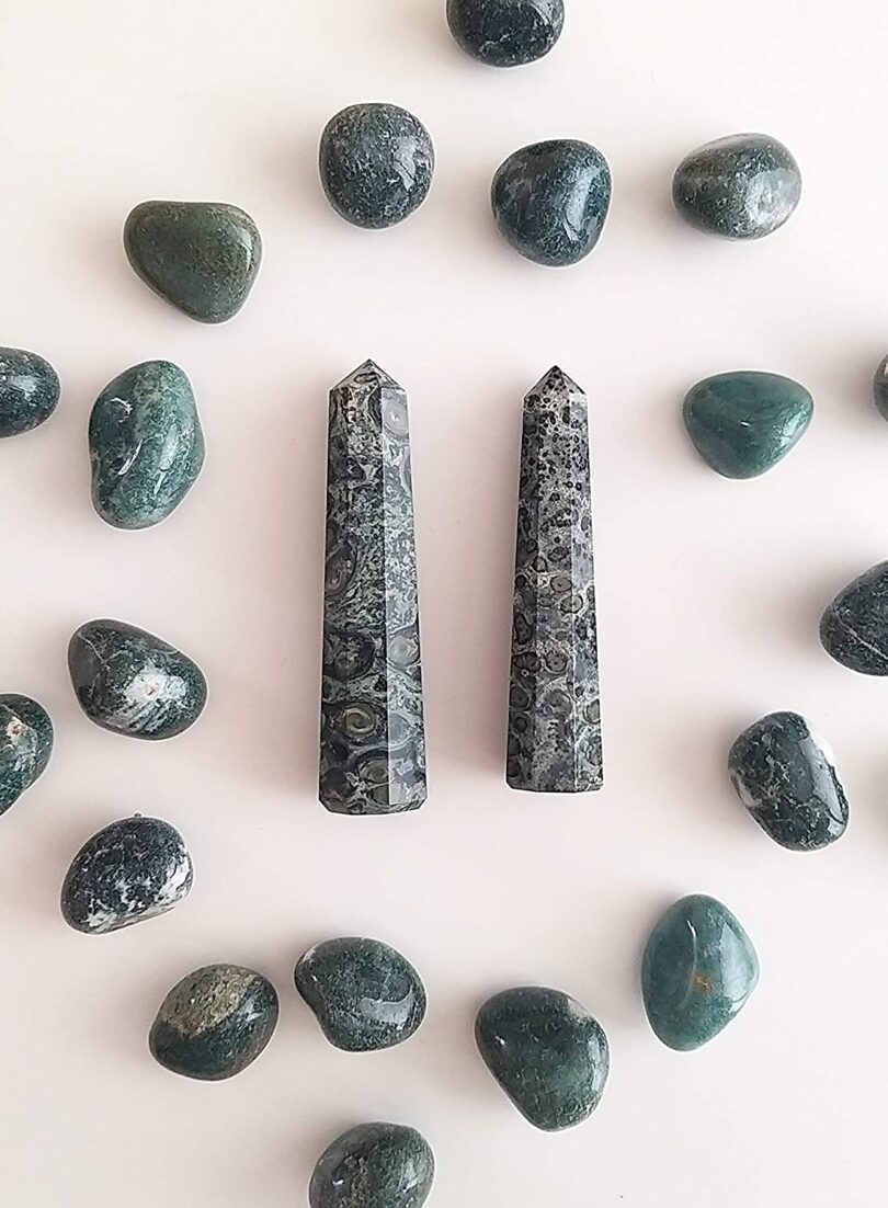 Rainforest Jasper Crystal Point | 100mm Large Rainforest Jasper Tower | Crystal Energy Healing Wand | Meditation |Gift Jasper Energy Point