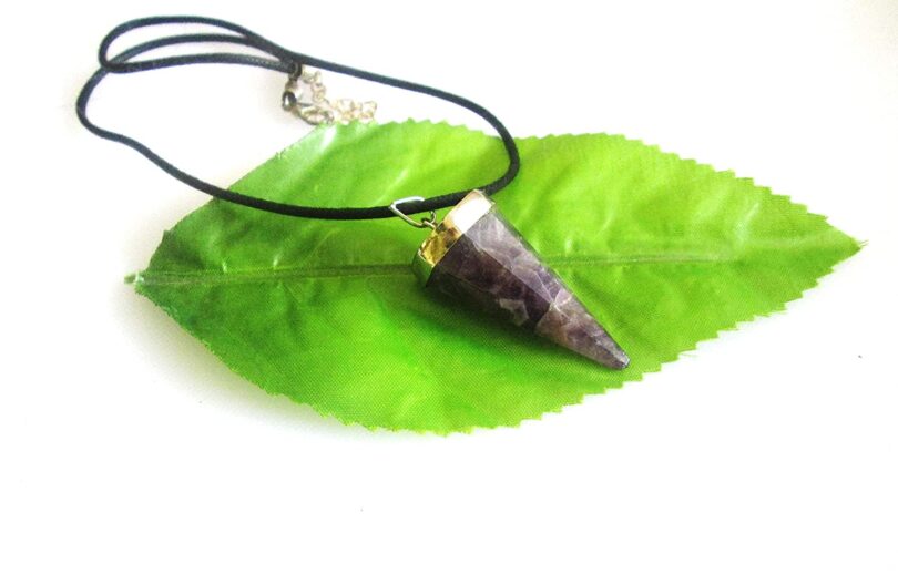 Amethyst Pendant Necklace | Stunning Amethyst Crystal Point Pendant | Adjustable Waxed Cord -18'' | Natural Healing Stone Pendant | Gift for Her - Image 4