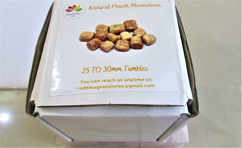 Peach Moonstone Pack of 1 LB. AAA Quality Tumbles | 25 TO 30mm Tumbled Stones |30-35 Pcs, Healing Stones | 460 Gms.Tumbles in Gift Pack - Image 5