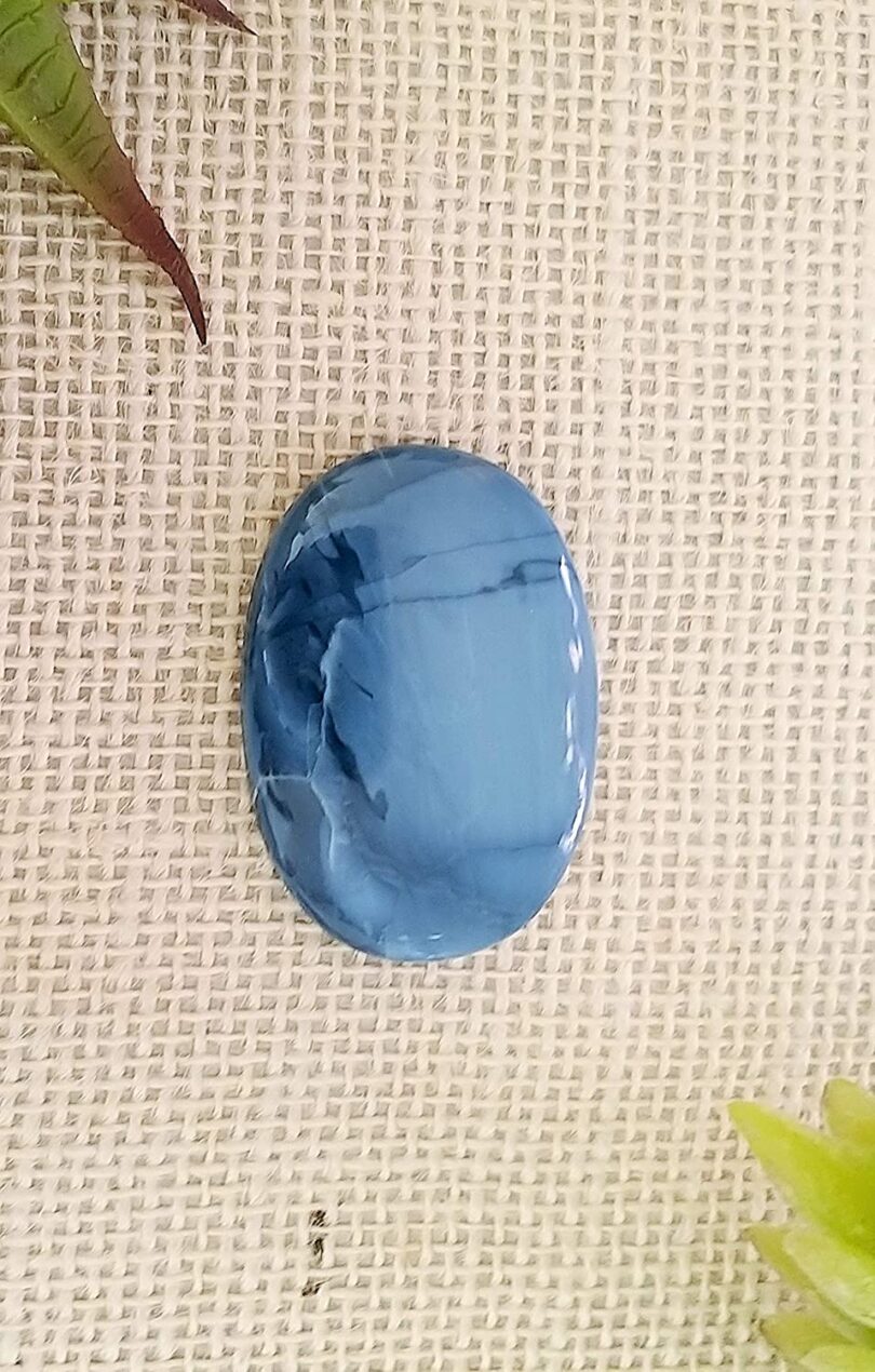 Blue Lace Agate Crystal Cabochon | 50mm Blue Lace Agate Pocket Palmstone | Natural Crystal Energy Cabochon | Healing Worry Stone | Meditation | Gift Energy Palmstone - Image 3