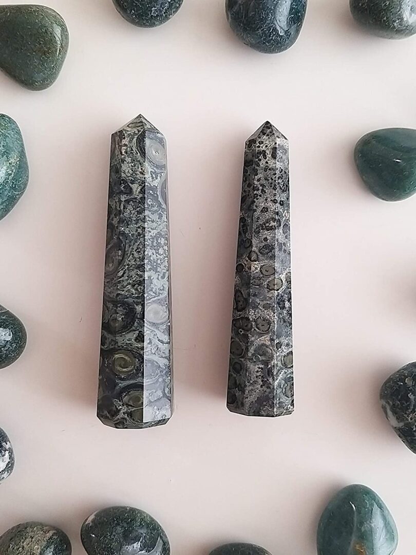 Rainforest Jasper Crystal Point | 100mm Large Rainforest Jasper Tower | Crystal Energy Healing Wand | Meditation |Gift Jasper Energy Point - Image 5