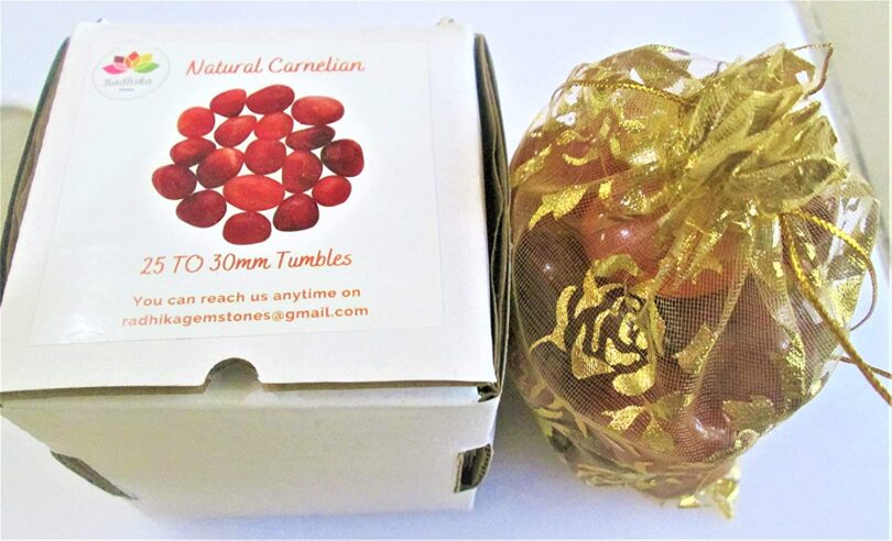 Carnelian Pack 1 LB. of AAA Quality Tumbled Stones | 25 TO 30mm Tumbled Stones | 30-35 Pcs. Healing Stones | 460 Gms. Tumbles in Gift Pack