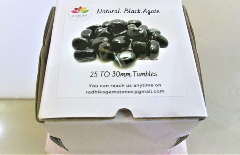 Black Agate Pack of 1 LB. AAA Quality Tumbled Stones | 25 TO 30mm Tumbled Stones | 30-35 Healing Stones | 460 Gms. Tumbles in Gift Pack - Image 6