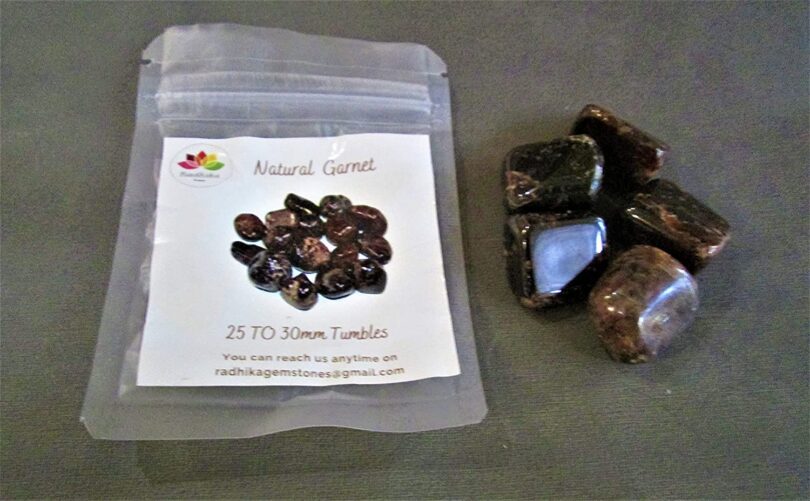 Garnet Pack of 5 AAA Quality Tumbled Stones | 20 TO 25mm Tumbled Stones | Healing Stones| Garnet Tumbles in Gift Pack - Image 2