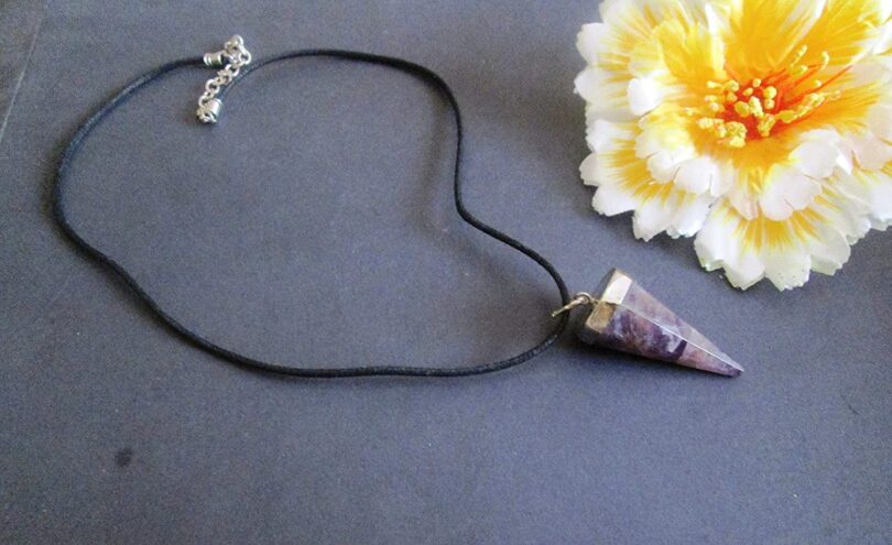 Amethyst Pendant Necklace | Stunning Amethyst Crystal Point Pendant | Adjustable Waxed Cord -18'' | Natural Healing Stone Pendant | Gift for Her - Image 3