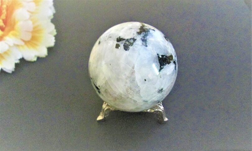 Rainbow Moonstone Sphere | 50mm Crystal Orb | Rainbow Moonstone Sphere Healing Stone | Gift Rainbow Moonstone Sphere - Image 2