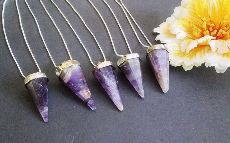 Amethyst Pendant Necklace | Stunning Amethyst Crystal Point Pendant | Silver Plated -18" Chain | Natural Healing Stone Pendant | Gift for Her - Image 7