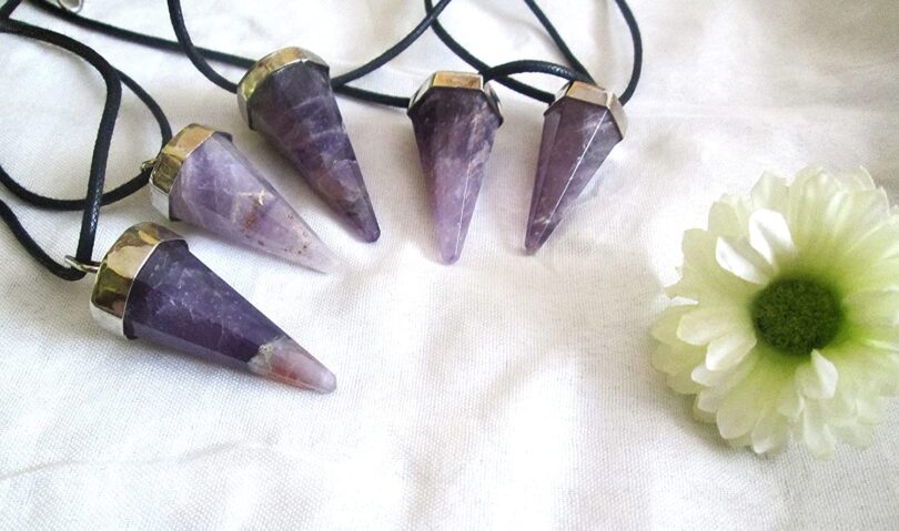 Amethyst Pendant Necklace | Stunning Amethyst Crystal Point Pendant | Adjustable Waxed Cord -18'' | Natural Healing Stone Pendant | Gift for Her