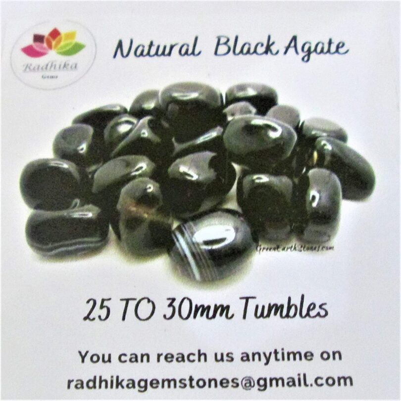 Black Agate Pack of 1 LB. AAA Quality Tumbled Stones | 25 TO 30mm Tumbled Stones | 30-35 Healing Stones | 460 Gms. Tumbles in Gift Pack - Image 3