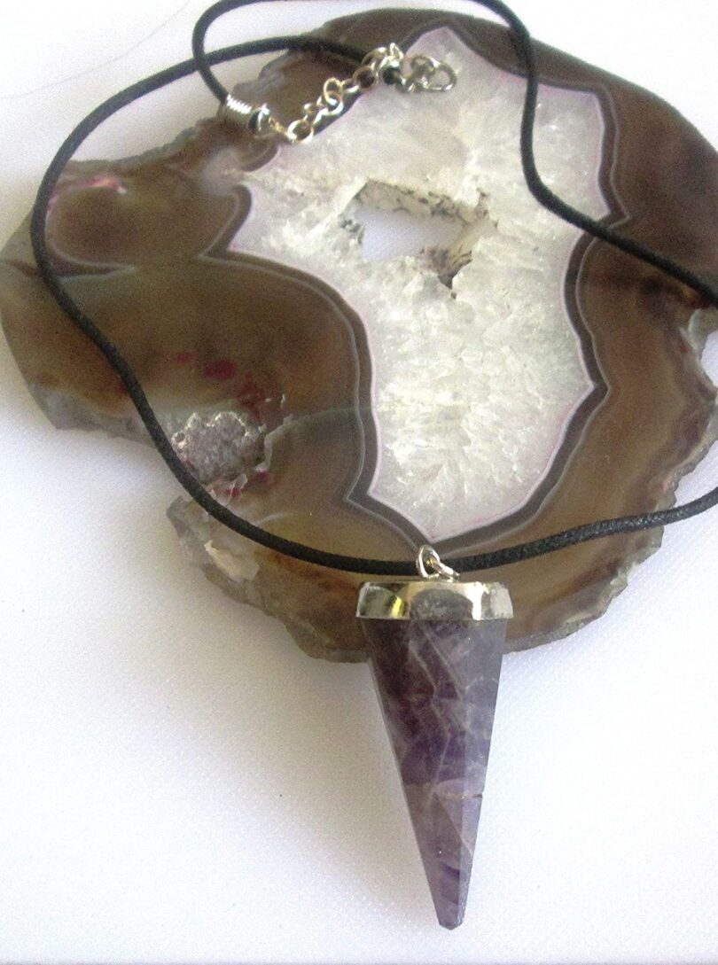 Amethyst Pendant Necklace | Stunning Amethyst Crystal Point Pendant | Adjustable Waxed Cord -18'' | Natural Healing Stone Pendant | Gift for Her - Image 2