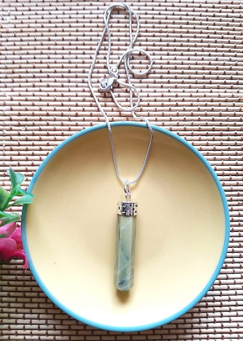 Serpentine Green Crystal Point Necklace | Natural Serpentine Gemstone Necklace | Serpentine Crystal Energy | Gift Crystal Energy Necklace | Gift for Her - Image 2