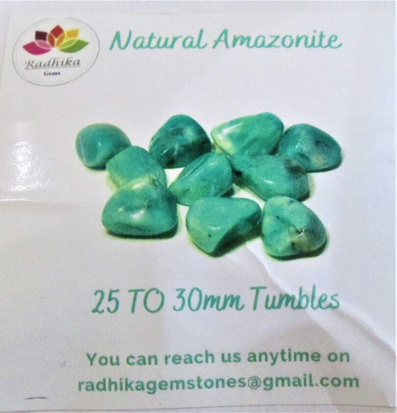 Amazonite Pack of 1 LB AAA Quality Tumbled Stones | 25 TO 30mm Tumbled Stones | 30-35 Healing Stones | 460 Gms. Tumbles in Gift Pack - Image 6