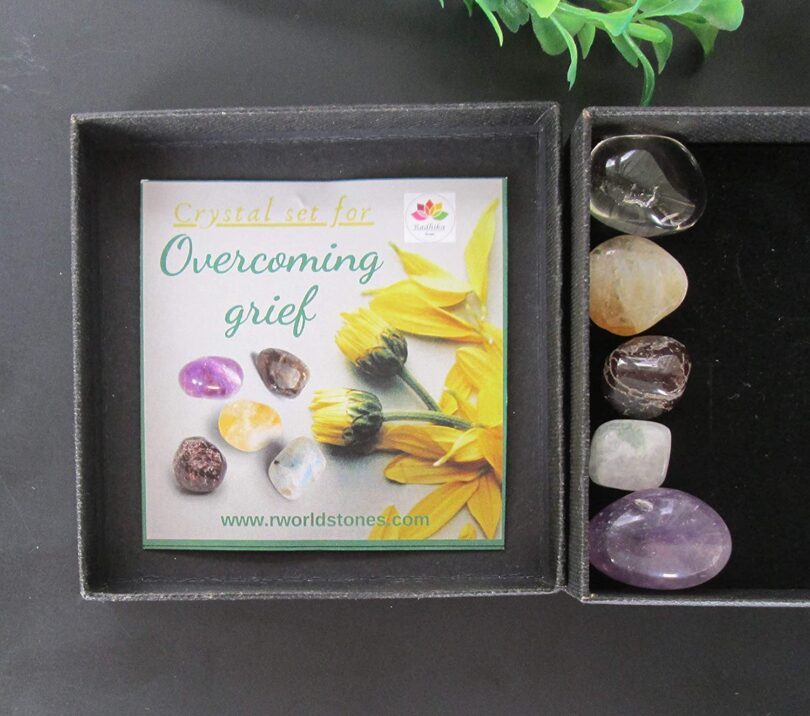 Manifestation Crystal Set | Overcoming Grief Crystal Set | Crystals For Overcoming Grief | 5 Lovely Crystals in Gift Packing | Crystal Info Card - Image 4