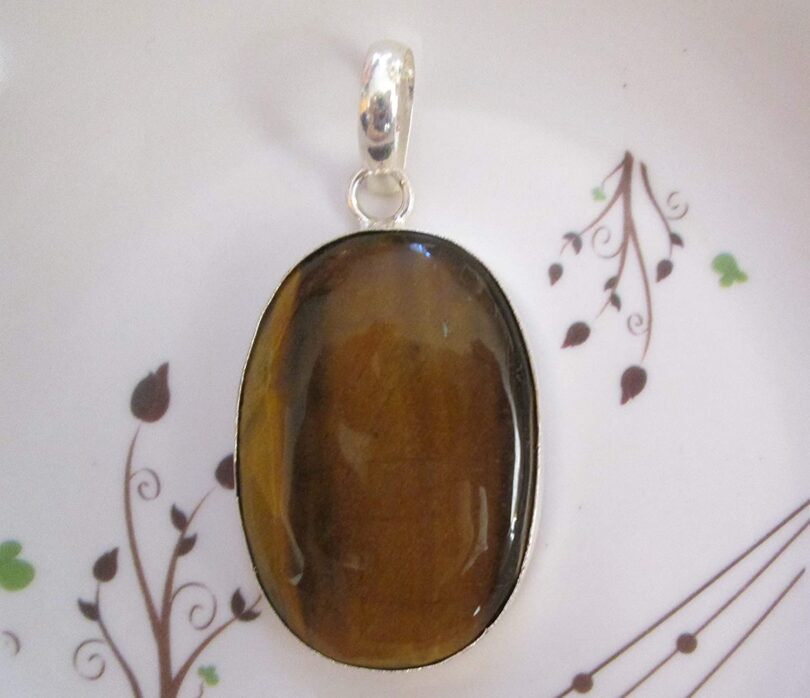 Tigers Eye Stone Pendant Necklace | Natural Gemstone Pendant -18"- Chain Necklace | Geniune Tigers Eye Crystal GS Pendant | Gift Packing - Image 5