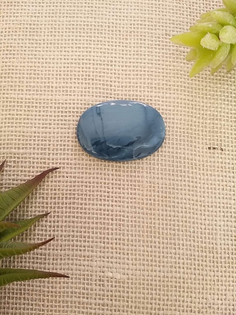 Blue Lace Agate Crystal Cabochon | 50mm Blue Lace Agate Pocket Palmstone | Natural Crystal Energy Cabochon | Healing Worry Stone | Meditation | Gift Energy Palmstone