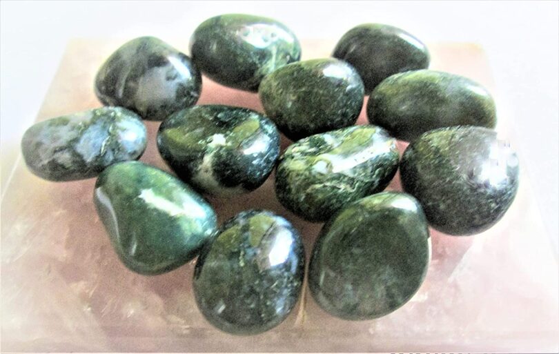 Moss Agate Pack of 10 AAA Quality Tumbled Stones | 25 TO 30mm Tumbled Stones | Healing Stones | Moss Agate Tumbles & Info Card in Gift Pack - Image 5