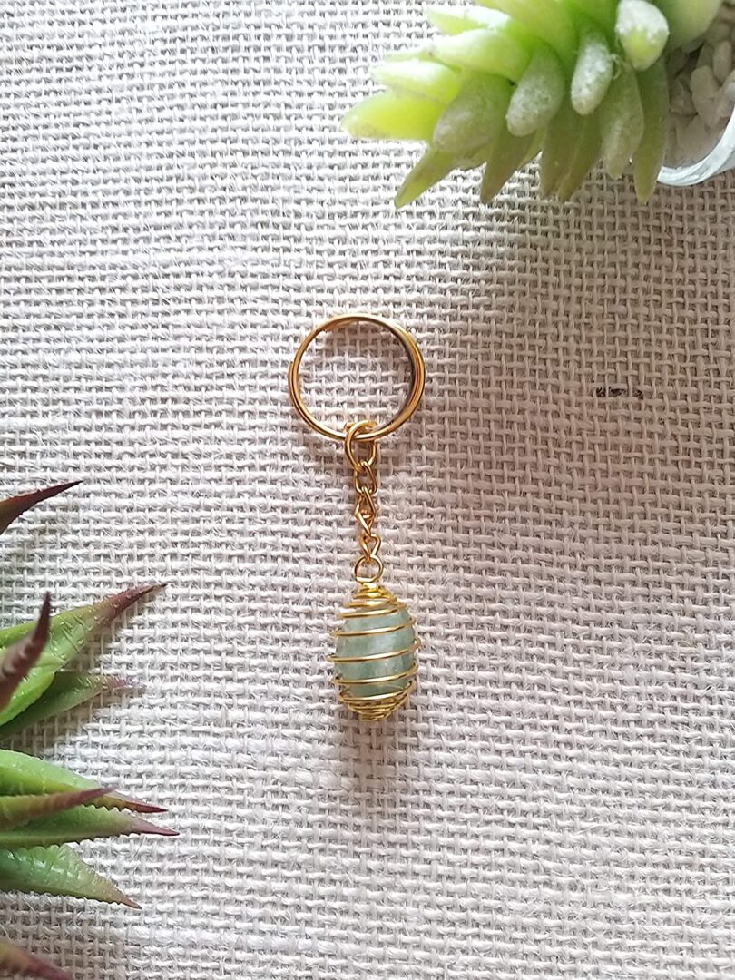 Aquamarine Blue Crystal Keyring | Aquamarine Natural Gemstone Keyring | Aquamarine Crystal Energy | Gift Crystal Energy Keyring | Gift for Her - Image 3