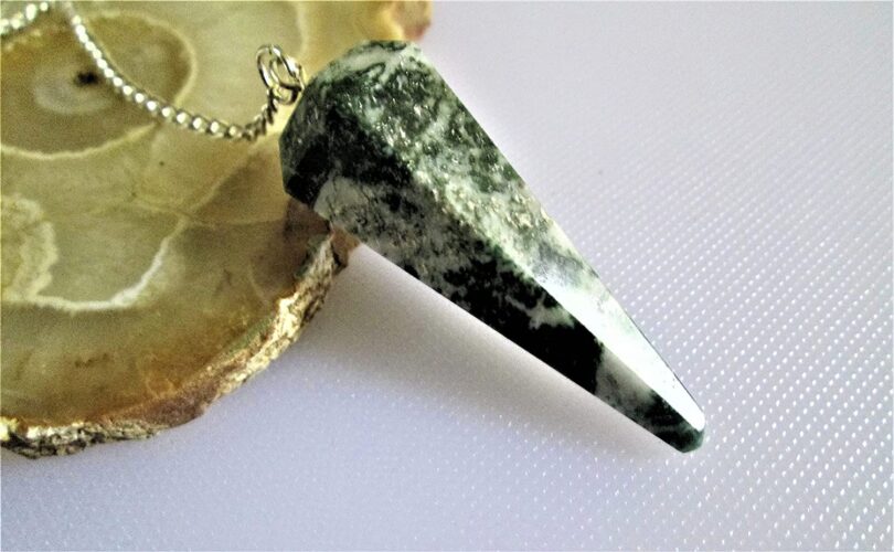 Moss Agate Pendulum | Natural Moss Agate Crystals | Crystal Dowsing Pendulum | Scrying Healing Crystal | Gift Crystal Energy Pendulum | Natural Healing Stone Pendulum | Gift Packing - Image 2