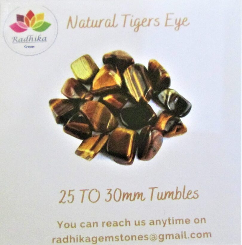 Tigers Eye Pack of 1 LB. AAA Quality Tumbled Stones | 25 TO 30mm Tumbled Stones| 30-35 Healing Stones | 460 Gms. Tumbles in Gift Pack - Image 2