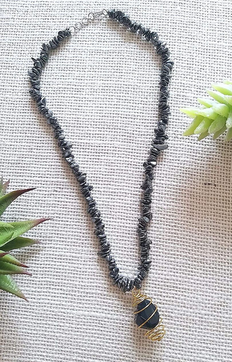 Hematite Pendant Necklace | Gemstone Crystal Necklace | Natural Hematite Necklace | Negative Energy Protection Necklace | Gift for Her - Image 5