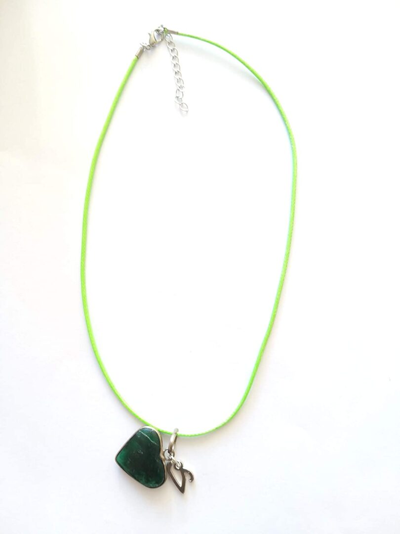 Initial - V - Necklace with Natural Green Aventurine Pendant | Stunning Personalised Necklace | Crystal Pendant with Inital -18"- Waxed Cord Necklace | Gift for Her - Image 3