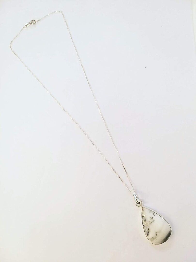 Dendritic Opal Stone Pendant Necklace | Natural Gemstone Pendant -18"- Chain Necklace | Geniune Dendritic Opal Stone GS Pendant | Gift Packing - Image 2