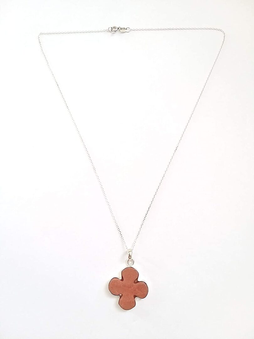 Red Jasper 925-Silver Pendant Necklace | 925- Silver Chain-16'' | Red Jasper 925-Silver Flower Pendant | Geniune 925 Sterling Silver chain | Gift for Her - Image 3