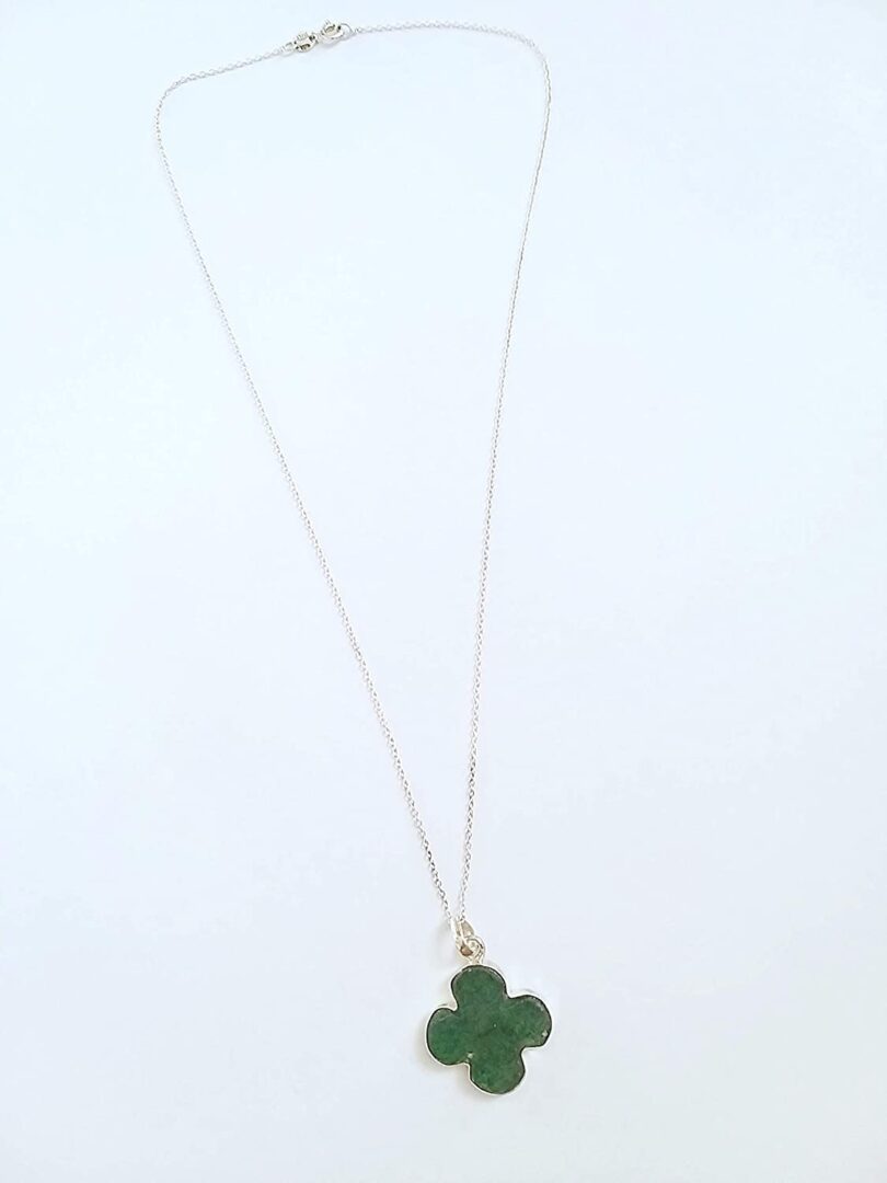 Green Aventurine 925-Silver Pendant Necklace | 925- Silver Chain-16'' | Green Aventurine 925-Silver Flower Pendant | Geniune 925 Sterling Silver chain | Gift for Her - Image 3