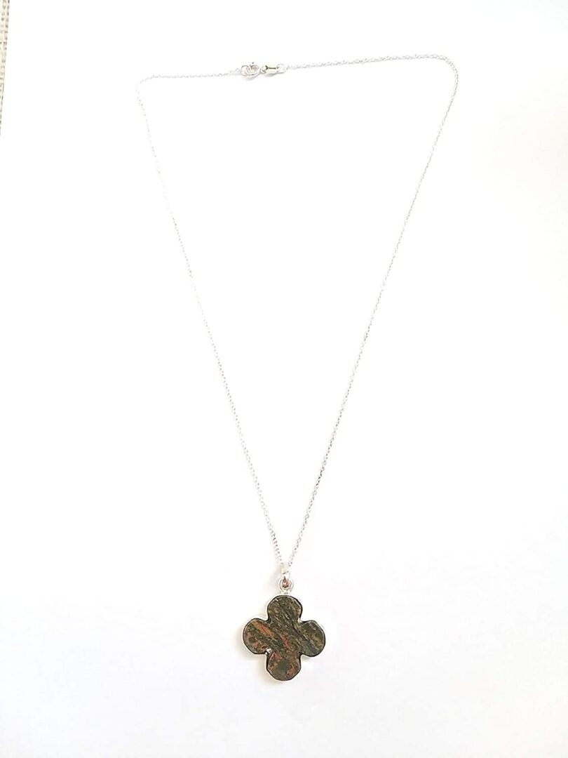 Tigers eye 925-Silver Pendant Necklace | 925- Silver Chain-16'' | Tigers Eye 925-Silver Flower Pendant | Geniune 925 Sterling Silver chain | Gift for Her - Image 2