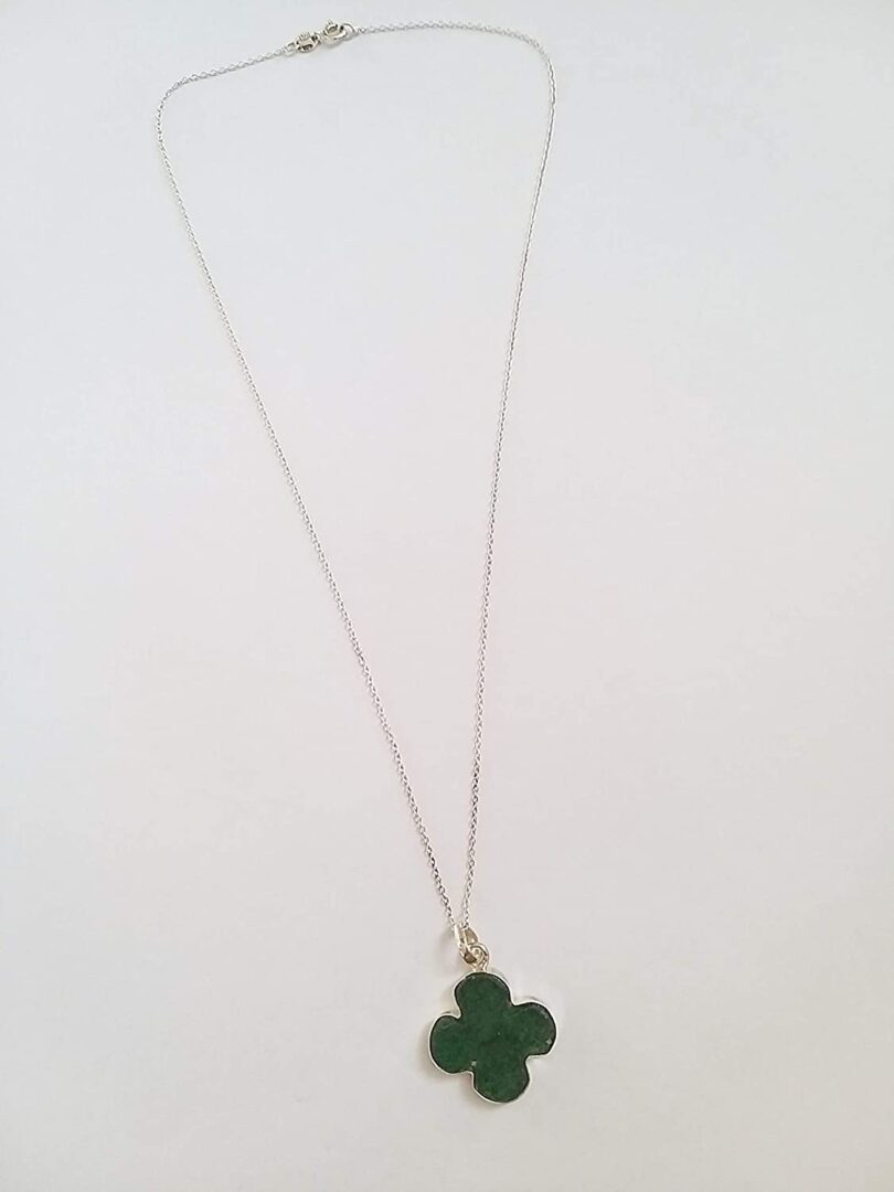 Green Aventurine 925-Silver Pendant Necklace | 925- Silver Chain-16'' | Green Aventurine 925-Silver Flower Pendant | Geniune 925 Sterling Silver chain | Gift for Her - Image 3