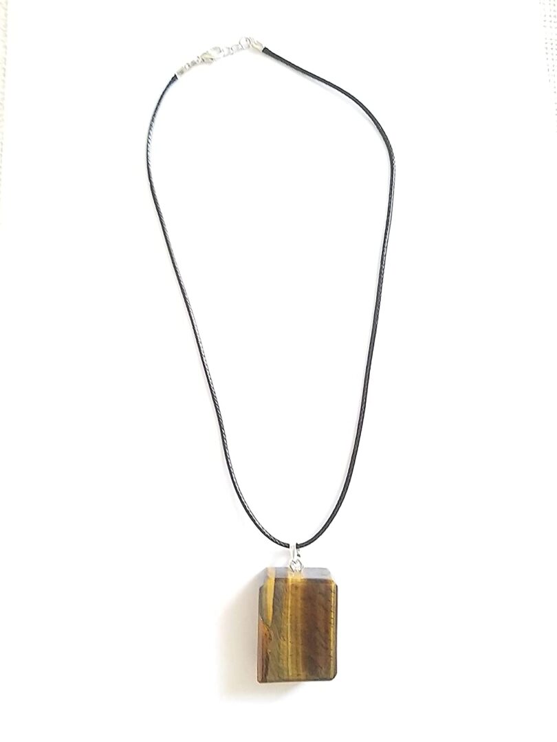 Tigers Eye Pendant Necklace | Stunning 925-Silver Pendant | Adjustable Waxed Cord -18'' | Natural Healing Stone Pendant | Gift for Her - Image 2