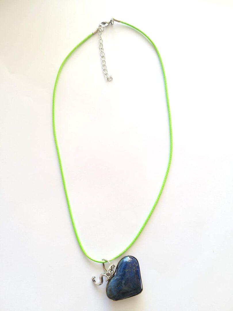 Initial - S - Necklace with Natural Lapis Lazuli Pendant | Stunning Personalised Necklace | Crystal Pendant with Inital -18"- Waxed Cord Necklace | Gift for Her - Image 3